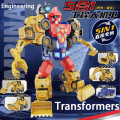Transforming Autobot toy car 5-in-1 construction vehicle robot — Extra-Large Set for Boys, Perfect Gift for Children's Day