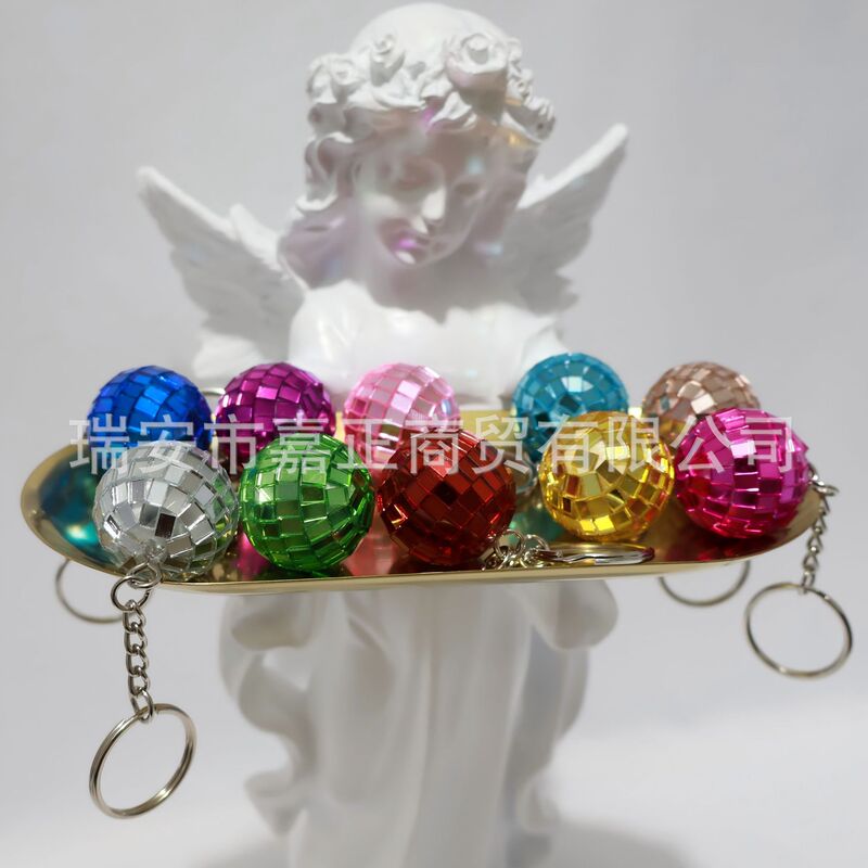 Cross-Border Colorful Disco Disco Ball Keychain Toy Laser Ball Pendant Glass Mirror Car Pendant