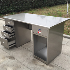 Stainless steel office desk with drawers, computer desk, desk for employees, laboratory, workshop, rectangular workbench, thickened.