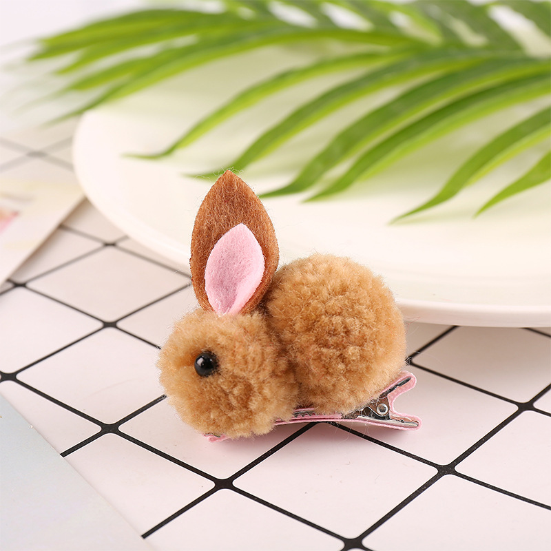 라이트 브라운 토끼 머리핀
