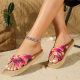 Ethnic Style Summer Imitation Hemp Rope Travel Outfit Cross Slippers Flat Heel Women's Slippers Women's Sandals Korean Fashion