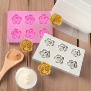 6 even rose peony flower silicone mold sugar chocolate cake decoration mold DIY baking