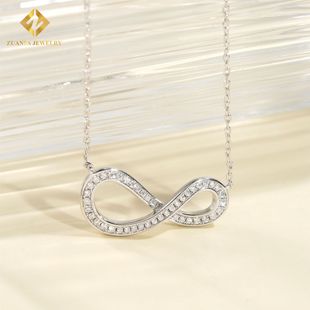 Cross-border exclusive for Europe and the United States 925 sterling silver necklace inlaid with D color moissanite light luxury clavicle necklace in stock wholesale