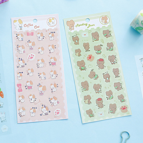 PET Stickers: Student Phone & Item Decorations—Cute, Cartoon Designs, Easy-to-Tear, Waterproof for DIY Journals