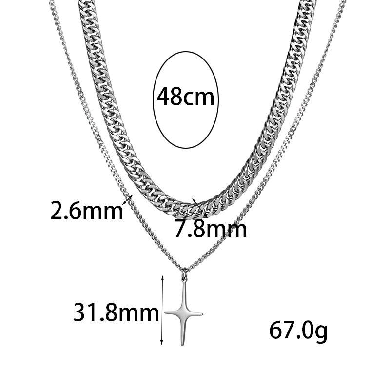 Hip-hop Cross Titanium Steel Polishing Chain Unisex Layered Necklaces display picture 3