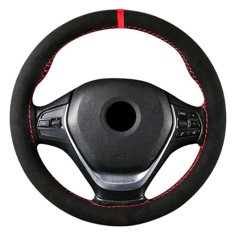 Suede Hand-stitched Steering Wheel Cover Back to Standard Anti-velvet Frosted Leather Four Seasons General Motors Handle Cover