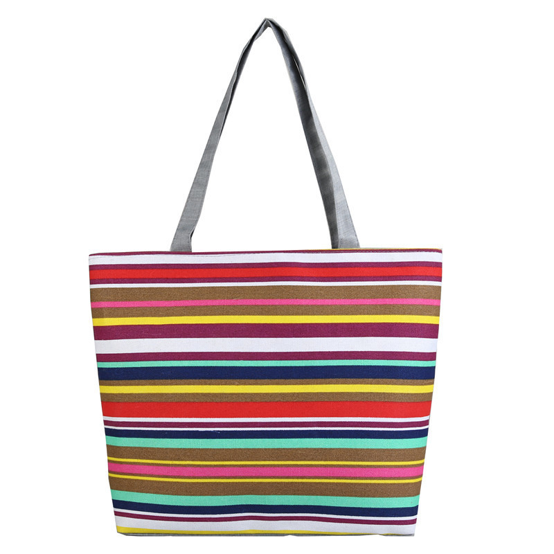 225g Weight Polyester Lining Material Zipper Closure Type Double Shoulder Straps Strap Type Canvas Bag Bags Type Casual, Daily Occasion Canvas Material Rainbow Pattern All Seasons Season Women's Gender Basic, Classic Style Style Medium Size Women's Medium Canvas Rainbow Basic Classic Style Zipper Canvas Bag 1