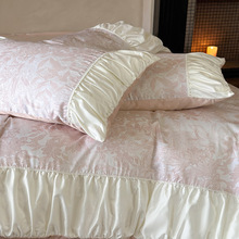 100支全棉法式粉色少女风四件套纯棉长绒棉床单被套床上用品批发