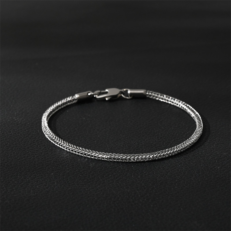 SL306--일본 버클 2MM 폭스 테일 스틸 컬러 팔찌 17cm