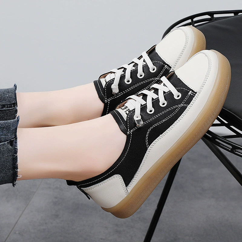 Женские кроссовки из натуральной кожи, весна-лето 2025, спортивные белые туфли на плоской подошве в корейском стиле, универсальная женская обувь, модные слипоны на мягкой подошве