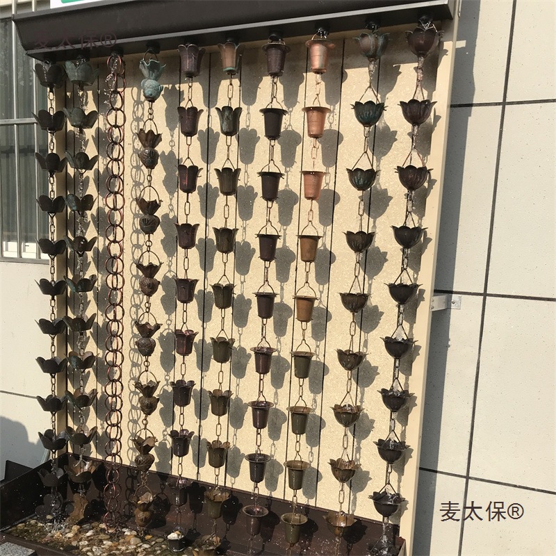 寺庙农庄日式别墅屋檐装饰导水链雨水链滴水花瓣雨链导雨链麦太保