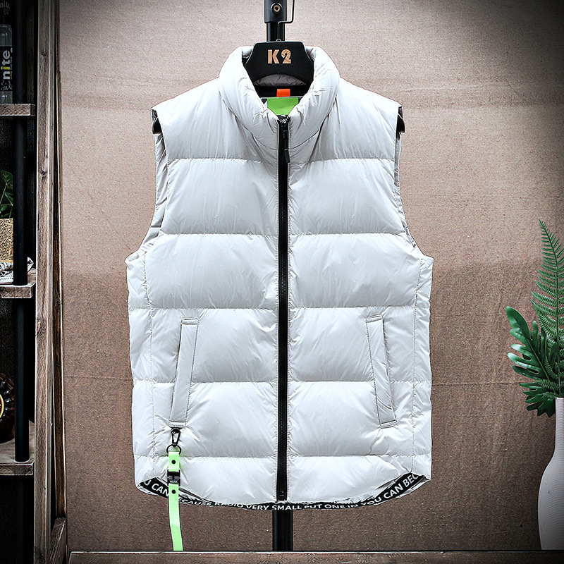 Men's Autumn and Winter New down Vest Trendy Slim Stylish Casual Versatile White Duck down Stand Collar Sleeveless Jacket
