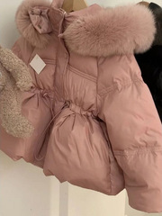 韩版女童2025羽绒棉服新款冬装洋气冬季宝宝保暖毛领棉衣外套公主