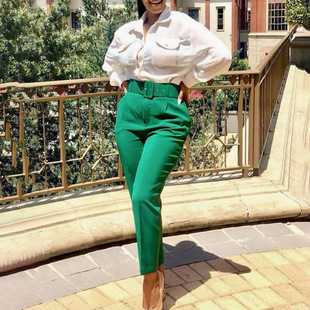 European and American Women's Fashion Amazon Spring and Summer High-Waisted Casual Slim-Fit Dress Pants Women's Long Pants Autumn Professional Pants