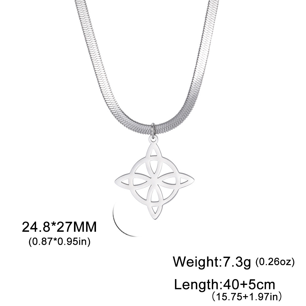 Foreign Trade Export Hot Sale Simple Titanium Steel Cut Hollow Witch Knot Pendant Snake Bones Chain Combination Stainless Steel Necklace display picture 4