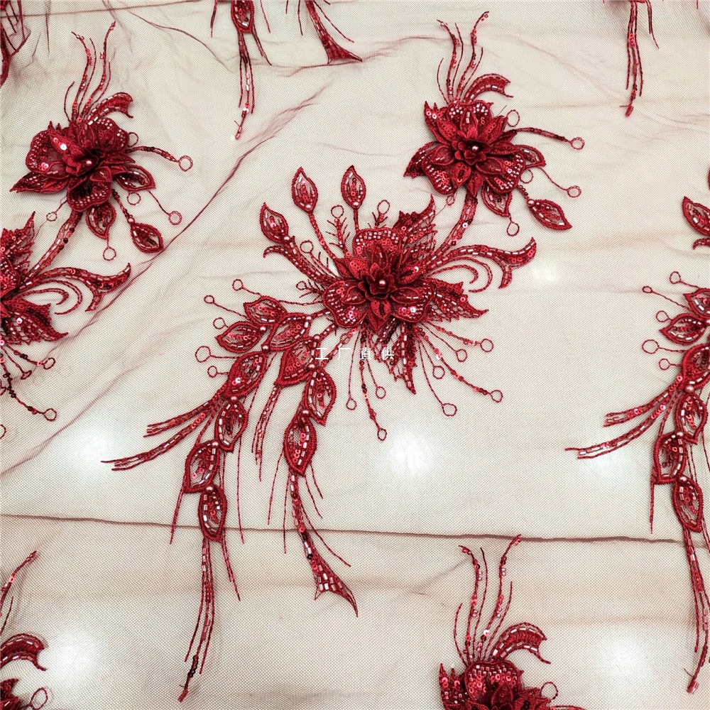 2022新款钉珠蕾丝刺绣贴3d贴花辅料妈妈装旗袍补丁贴装饰立体绣片