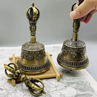 Непальский ручной колокол-ваджра с пестиком, тибетский механизм, счастливые восемь сокровищ, колокольчик-брелок с чистым звоном