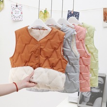 秋冬儿童加绒马甲夹棉绗棉背心内搭韩版男女童幼儿宝宝保暖马夹