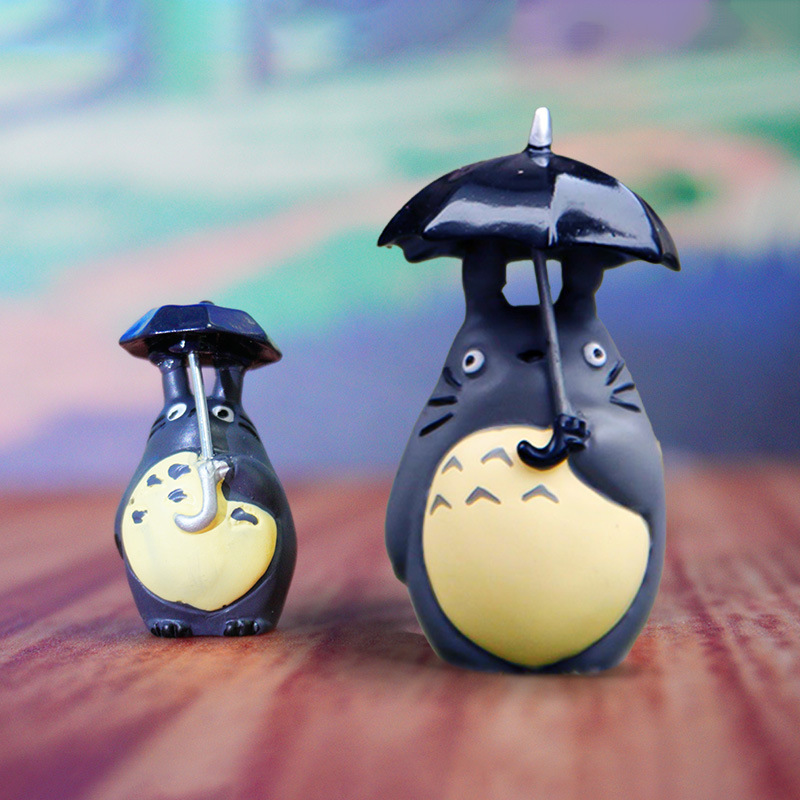 Paraguas, Little Totoro, estilo explosivo, decoración de micro paisaje de musgo, muñón, decoración de plantas suculentas de bricolaje, trabajo de resina