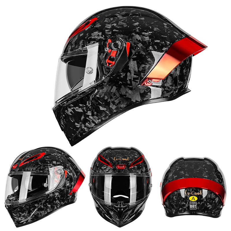Casco de fibra de carbono para motocicleta de segunda generación, nuevo casco para hombre certificado 3c, casco completo para motocicleta, cuatro estaciones para hombres y mujeres, lentes dobles universales
