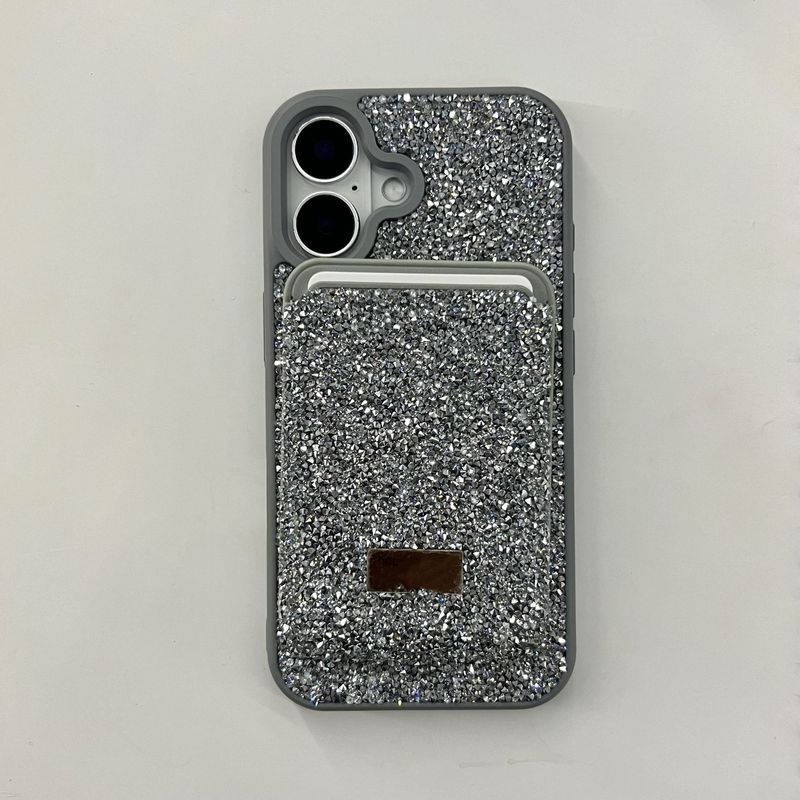 适用iphone17Pro奢华满钻手机壳磁吸magsafe卡包苹果12水钻保护套|undefined