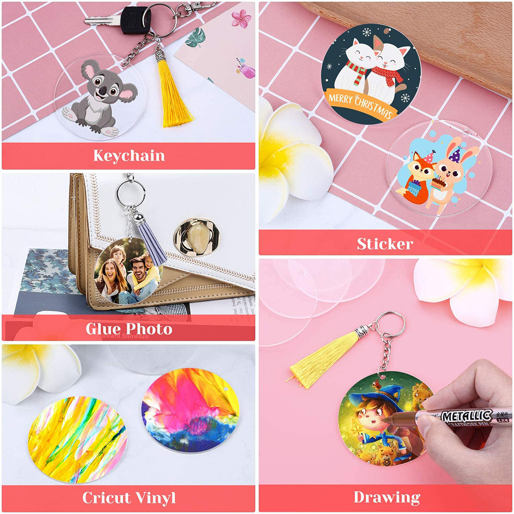 Llavero de acrílico embrión decoración oblea de acrílico transparente DIY artesanía colgante hecho a mano 30 piezas conjunto