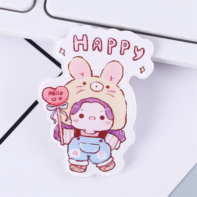 落書き風船女の子アクリルブローチクリエイティブ漫画かわいいバッジ装飾バッグパッチストラップ小物|undefined