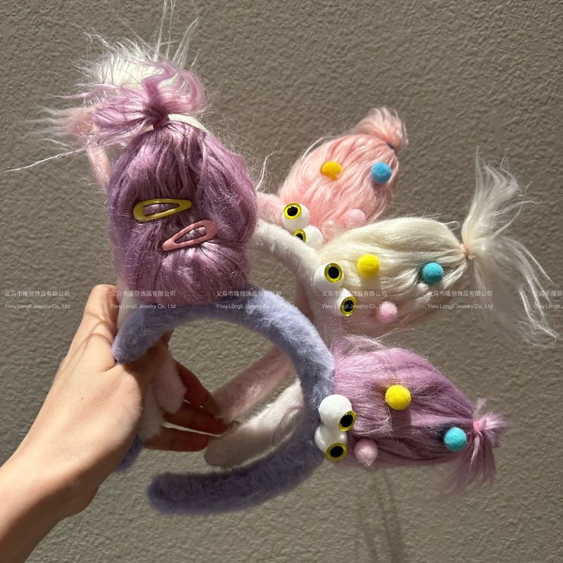 インターネット有名人の醜い人形ヘッドバンド面白い耳ヘッドバンドヘアアクセサリーガールハート漫画洗顔ぬいぐるみヘアバンドル帽子卸売|undefined