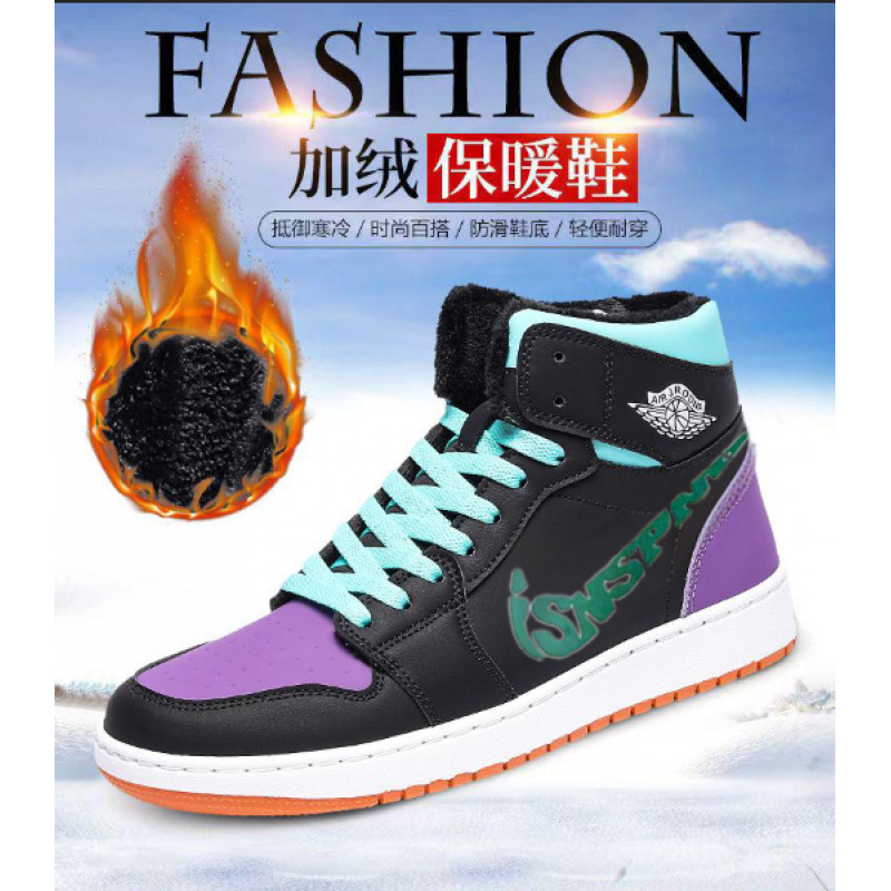 冬季加棉加厚保暖时尚AJ高帮板鞋情侣户外休闲百搭运动平底鞋潮鞋