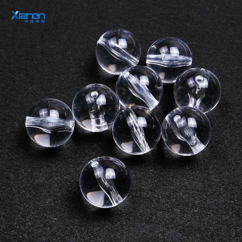 4-22mm高透明ストレートホールラウンドビーズアクリルプラスチッククリスタル風ガラスビーズ携帯電話チェーンアクセサリー|undefined