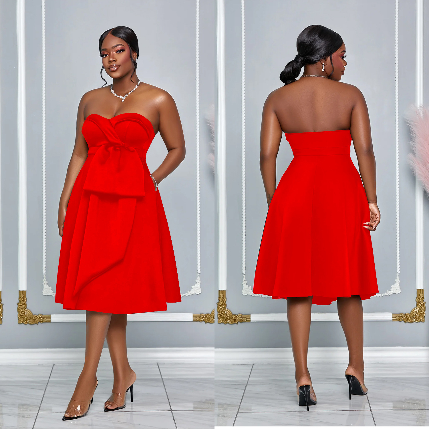 C7029 Aliexpress transfronterizo Amazon estación independiente de moda europea y americana ropa de mujer sin mangas de color sólido vestido largo nuevo image 5