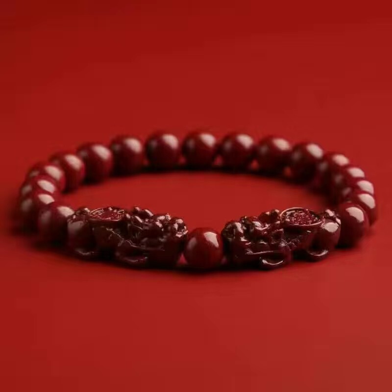 朱砂双貔貅手串紫金砂本命年男女款圆珠手链珠饰品串直播货源|undefined