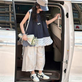 夏季女童无袖娃娃衫七分裤裤套装新童装儿童女孩背心八分裤两件套