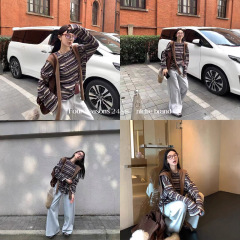 欧货独特别致条纹长袖T恤女2025秋季新款宽松慵懒内搭打底衫卫衣