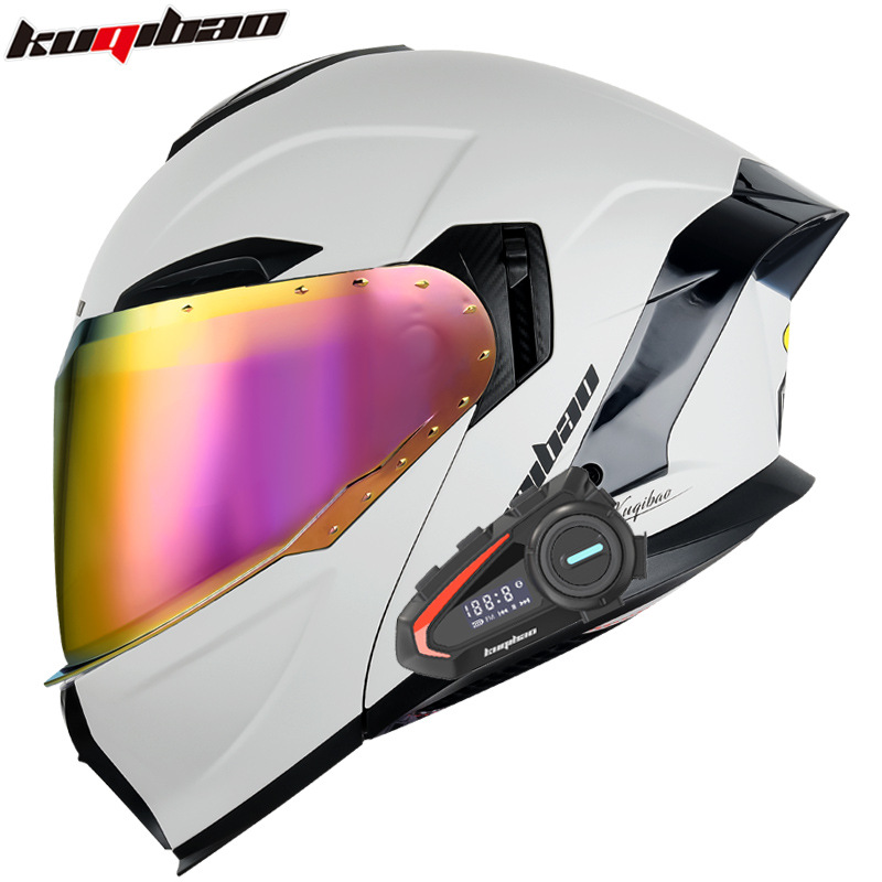 Motosiklet kaskı (dəbilqə) – Universal Motorcycle Helmet Flip-Up - matte-cool-gray-with-k20-bluetooth-red-lens-m