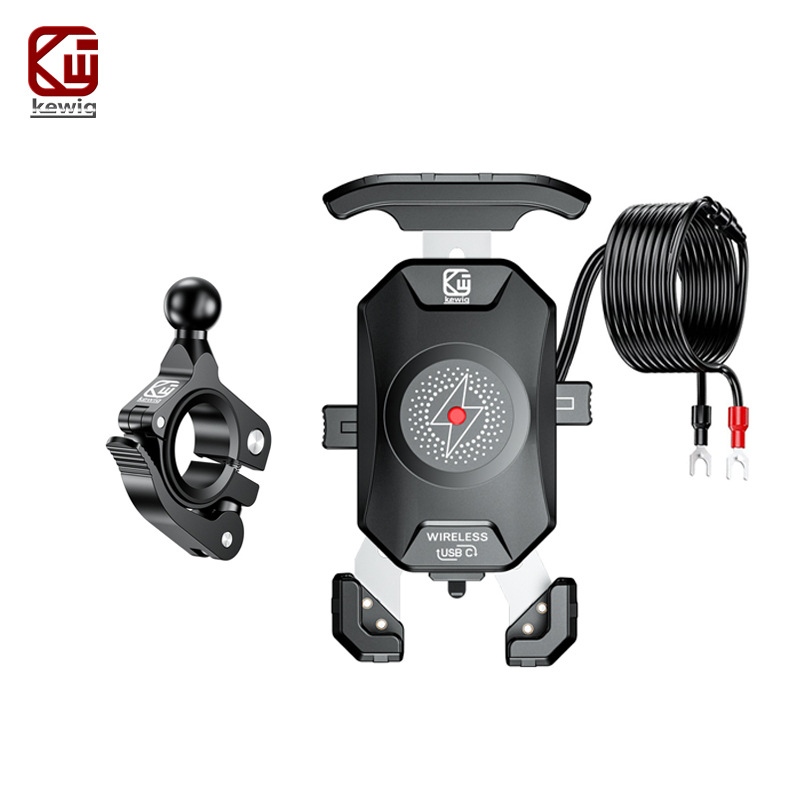 Kaiweige motocicleta 15W carga inalámbrica PD carga rápida dos en uno de doble modo de navegación de carga soporte de teléfono móvil
