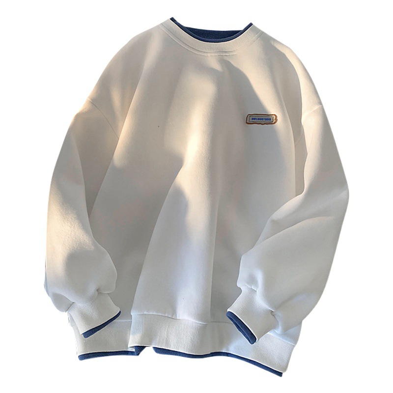 2024 Sudadera para jóvenes Estilo de Hong Kong Tops sueltos y sencillos de cuello redondo Primavera y otoño Nueva moda Chaqueta de todo fósforo de marca de moda para hombres