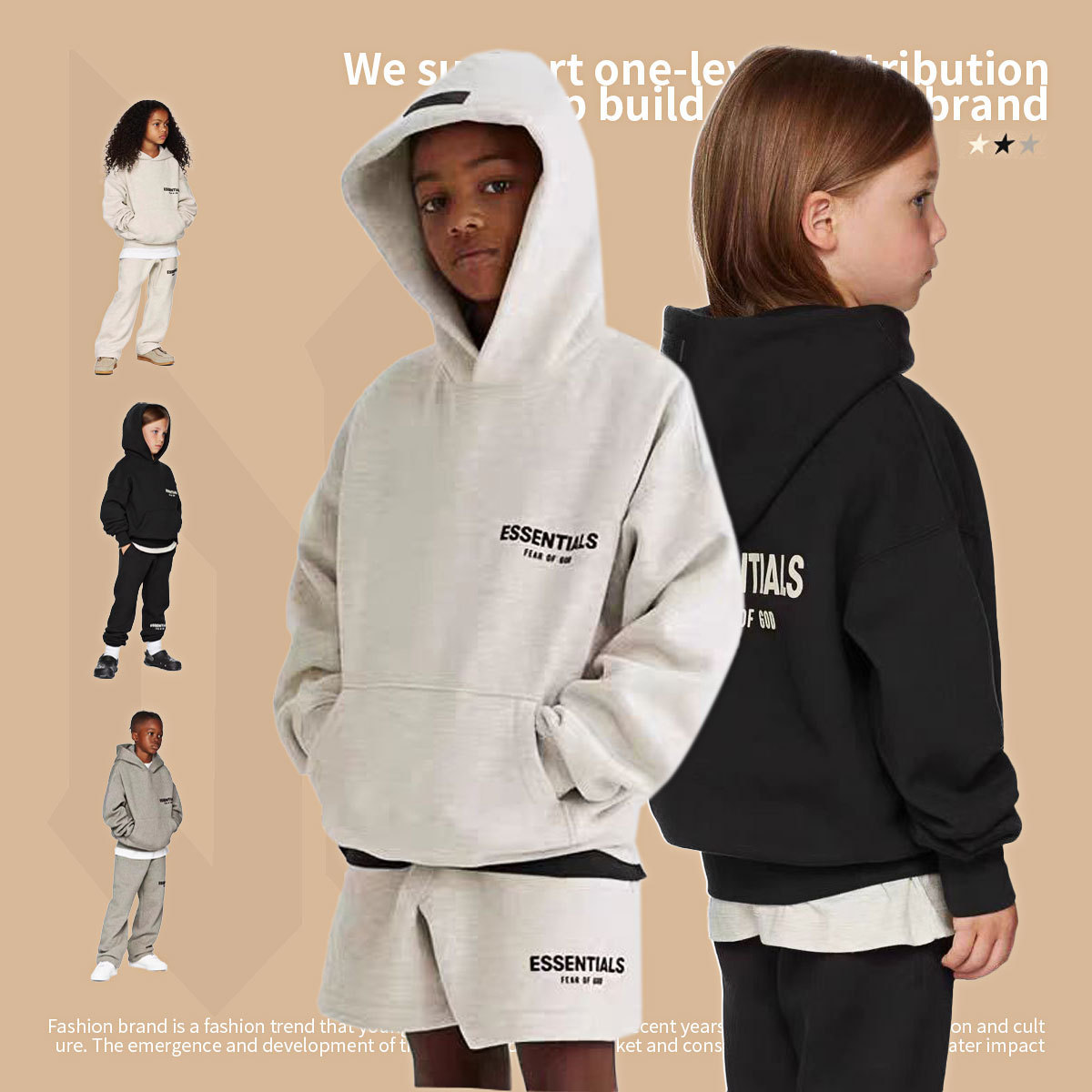 ESSENTIALS Children's Autumn and Winter Fleece-Lined Casual Children's Wear Boys and Girls New Sweater Children's Pullover