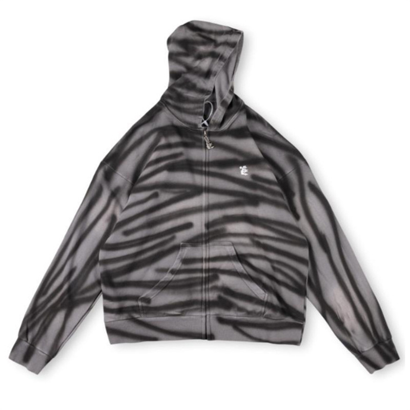 新欧潮牌Hellstar Studios Hoodie拉链洗水做旧连帽卫衣男女同款|undefined