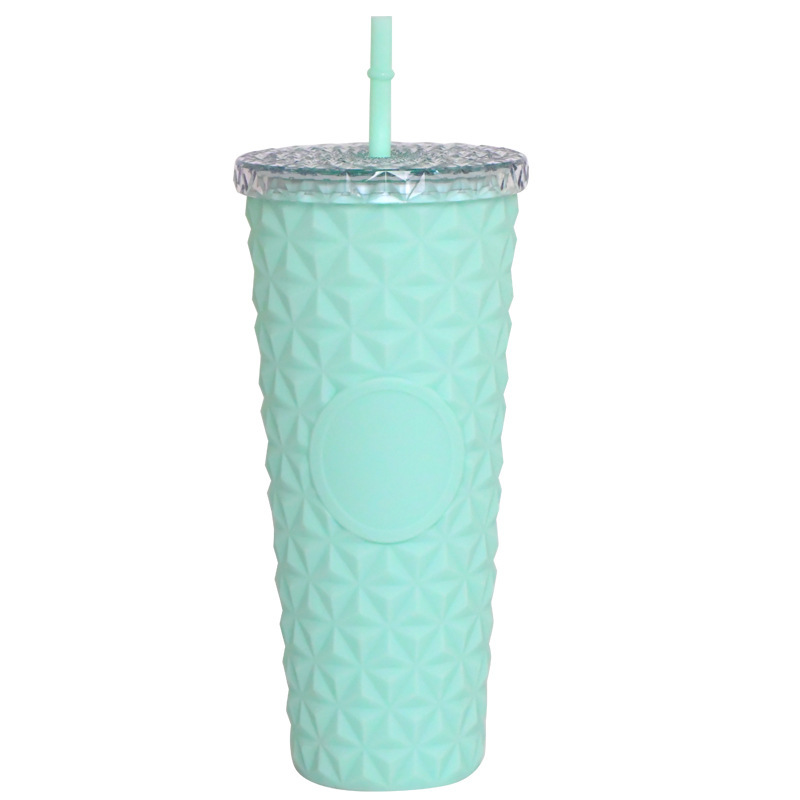 プラスチックカップ新型二重クリエイティブグラデーションマーメイドテールストローカップドリアンカップメッキカラースパンコールカップ|undefined