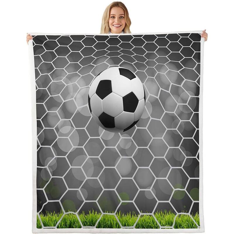 Football Sherpa Blanket Boys Soccer Field Goal Blanket Throw Summer Team Sports Game Fleece Blanket Fantasy