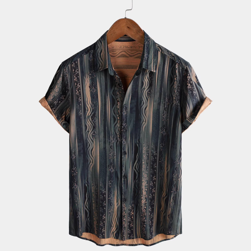 Men's Loose Fit Lapel Button Pocket Short-Sleeve Shirt with 3D Digital Print, in Stock, 2026 European and American Cross-Border Hot Sale Men's Loose Fit Lapel Button Pocket Short-Sleeve Shirt with 3D Digital Print, in Stock, 2026 European and American Cross-Border Hot Sale