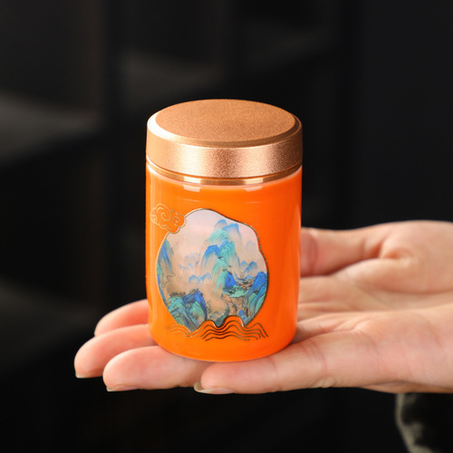 Ceramic tea can small empty can black tea green tea mini tea storage can Kung Fu tea set tea packaging can