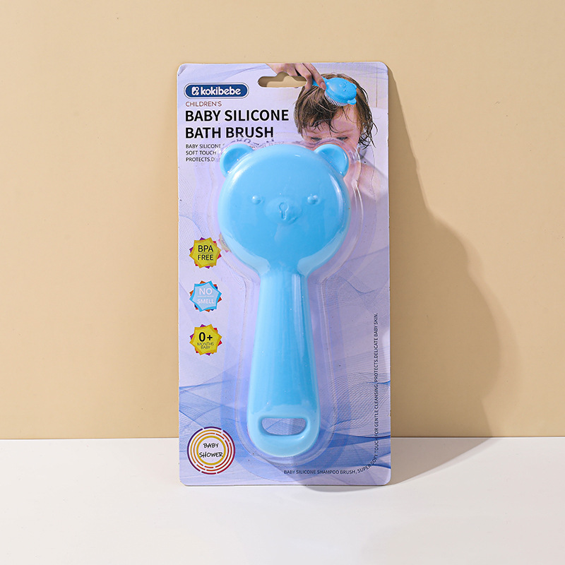 Suministro transfronterizo de cepillo de baño de silicona para bebés cepillo de limpieza para bebés cepillo de masaje de silicona de oso de dibujos animados