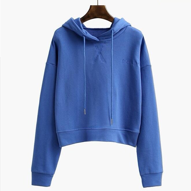 美式复古套头连帽卫衣女秋冬季宽松显瘦高腰短款帽衫外套辣妹风