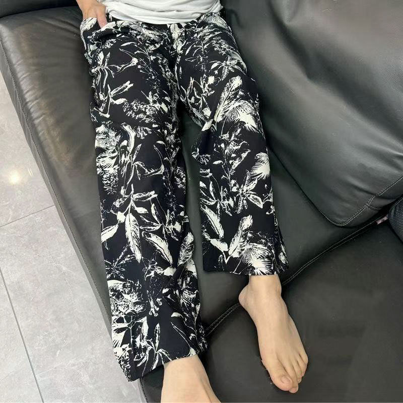 Pantalones casuales para hombre, pantalones harem de algodón y rayón, pantalones de pierna ancha, pantalones para dormir, talla grande, sueltos, transpirables, estilo informal y relajado