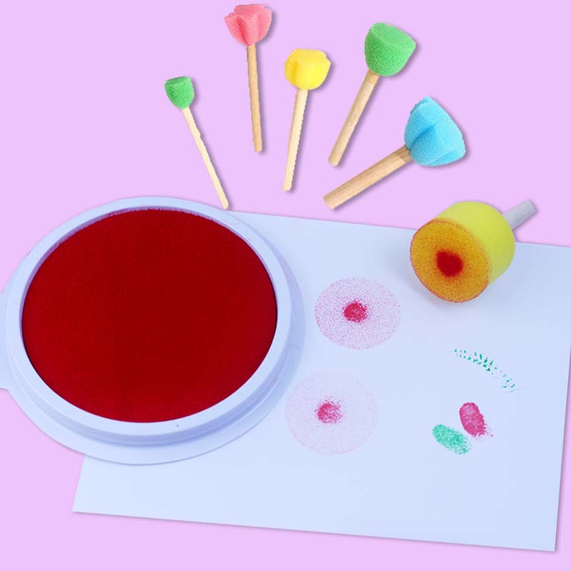 儿童手指画彩色印泥 幼儿园手掌画可水洗手指印画拓印台印 章印泥