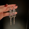 Retro long advanced earrings with tassels, European style, diamond encrusted, bright catchy style, high-quality style, internet celebrity, wholesale