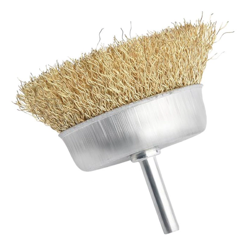 Колесо из стальной проволоки с ручкой Шлифовальная головка в форме чаши Т-образная Очистка для удаления ржавчины и удаления заусенцев из стальной проволоки с медным покрытием Колесо из стальной проволоки Ручка 6 мм