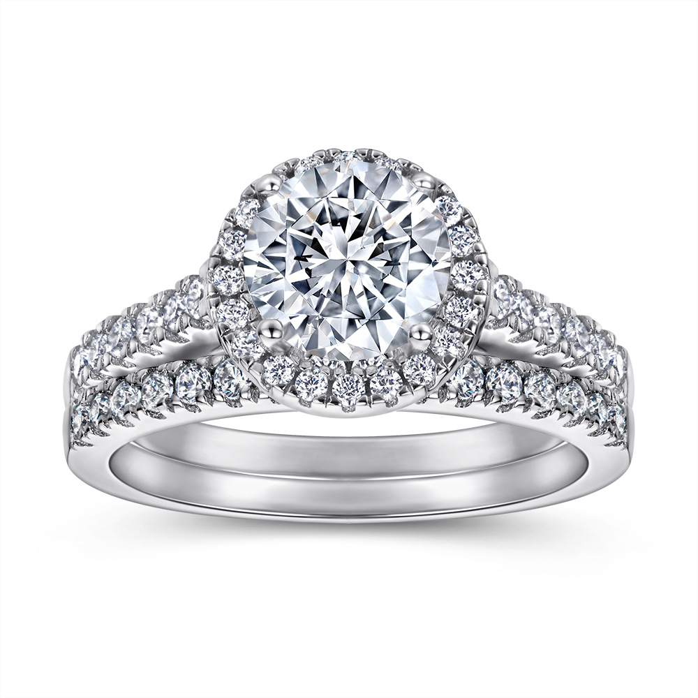 Tonglin europeo y americano nuevo anillo de Plata de Ley 925 anillo de combinación de las mujeres anillo de compromiso de boda anillo de circón al por mayor